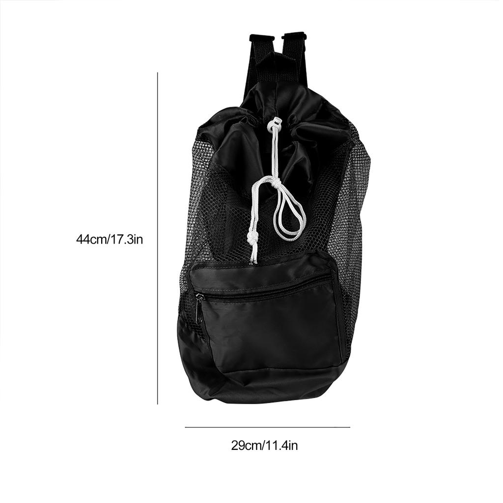 Portable Children Kids Mesh Drawstring Backpack Outdoor Beach Toy Storage Bag (Blue)