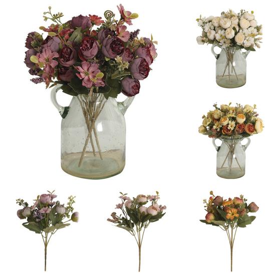 Flowers Real Like Faux Silk Flower Arrangements Mixed Fake Rose Hydrangea Bouquet