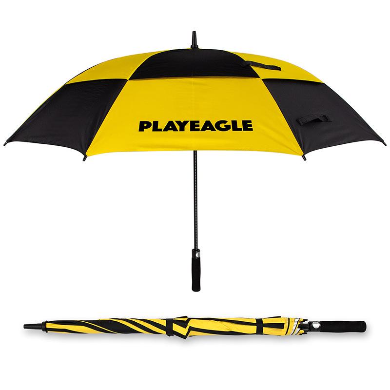 PLAYEAGLE Double Layer Windproof Golf Umbrella - Semi-Automatic, Anti-Purple, Black Glue Sunshade