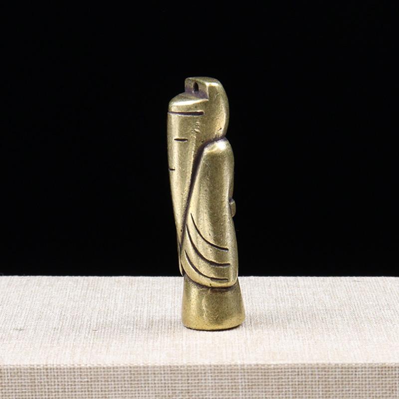 Antique Solid Brass Weng Zhong Small Ornaments Pendant Vintage Copper Car Motorcycle Keychain Retro Accessory Collectibles Gifts