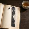 Natural Mahogany Bookmark Wooden Hollow Carved Bookmark, Plum Orchid Bamboo Chrysanthemum Classical Blossom Page Marker for Business Gift, Elegant