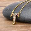 New Arrival Fashion Special Custom Design 26 Initial Letters Necklace Copper CZ Rainbow Pendant Best Family Name Jewelry Gift