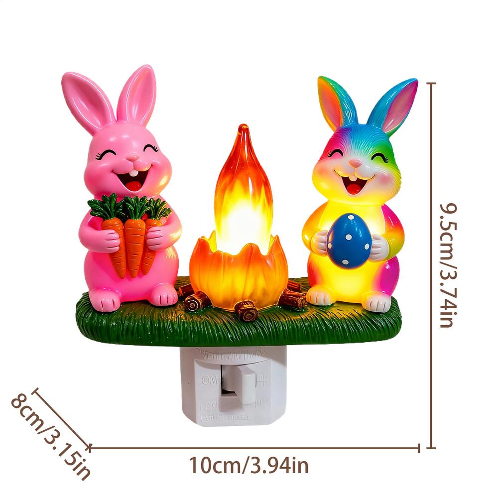 

Easter Cute Bunny Highland Cow Night Light Ornament Lighted Spring Holiday Decor Wall Plug Easter Light For Home Bedroom