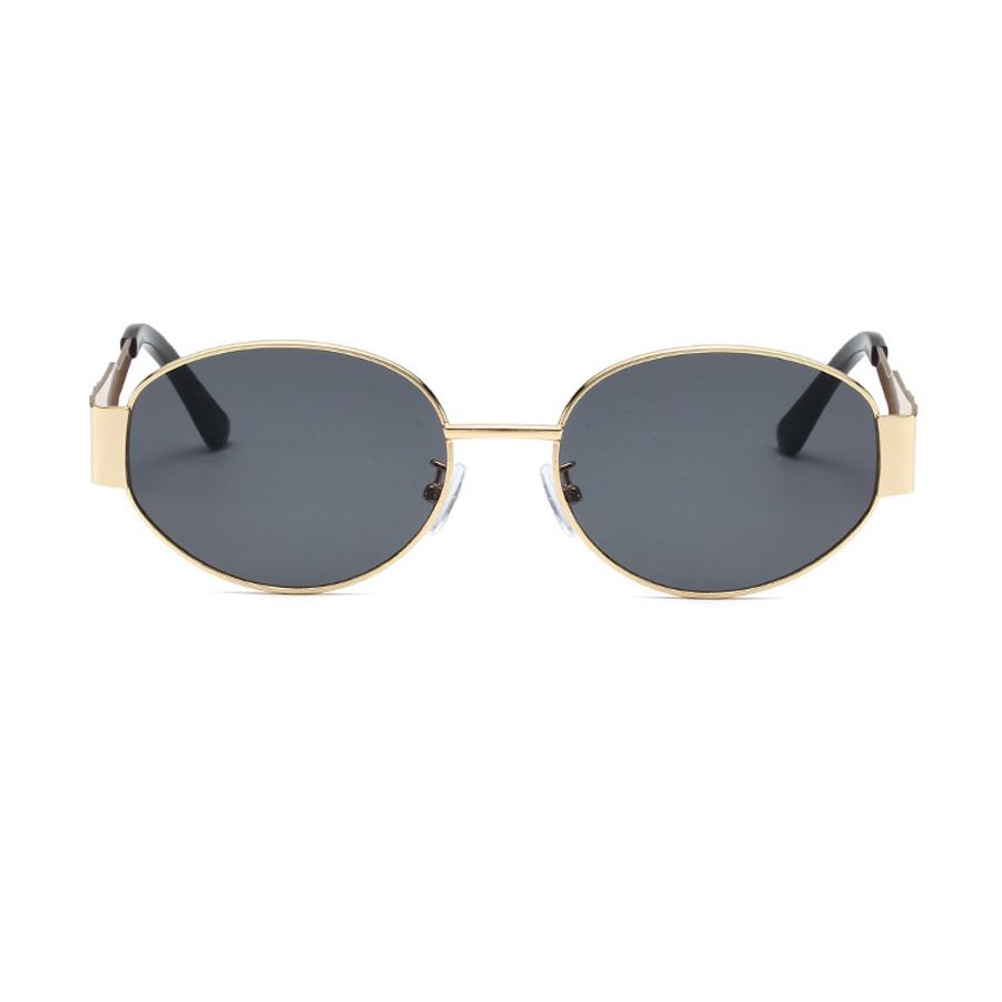 Vintage Oval Sunglasses New Stylish Metal Rim Outdoor Shades Trendy Fashion Luxury Brand Design Anti-UV Sun Glasses