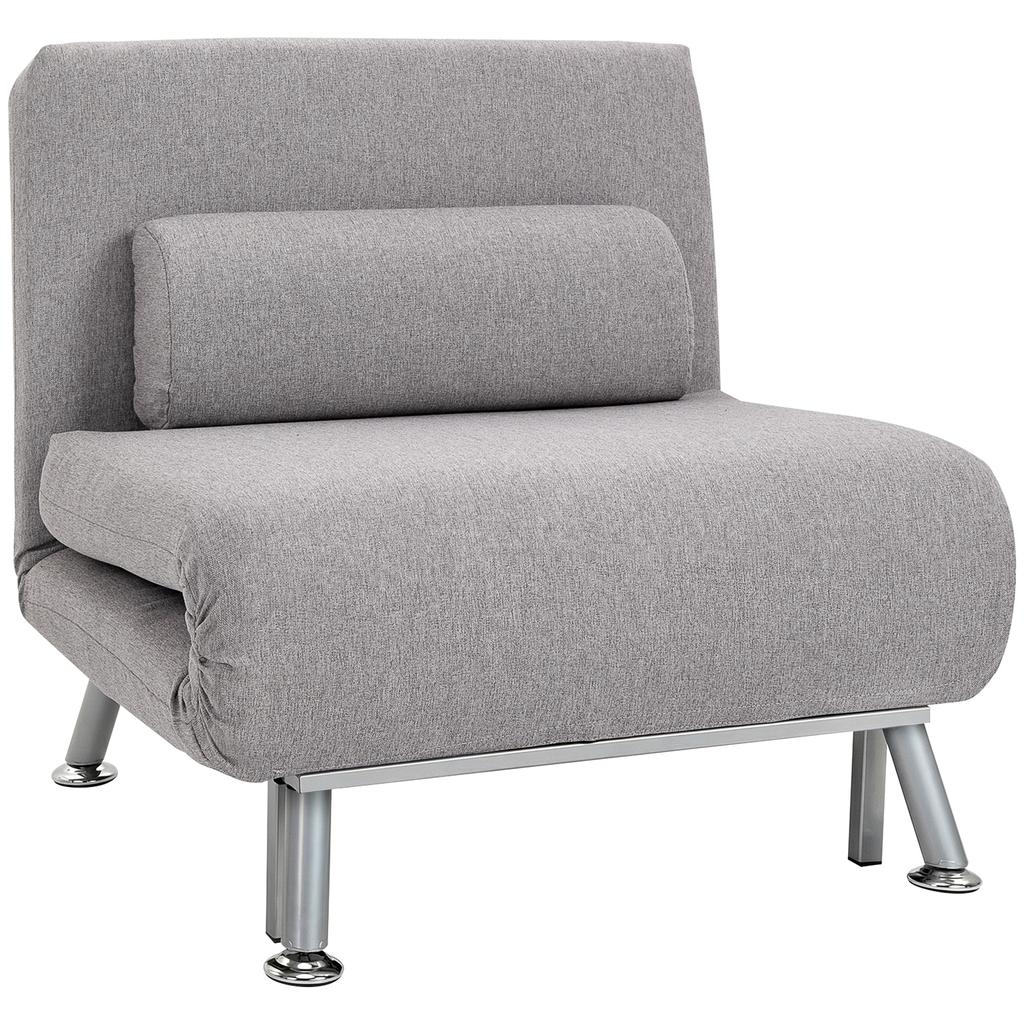 Adjustable Back Futon Sofa Chair - Grey