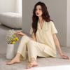 Pajamas with chest pads, women's summer thin cotton short-sleeved trousers, large size casual and high-end sense, can be worn outside loungewear
