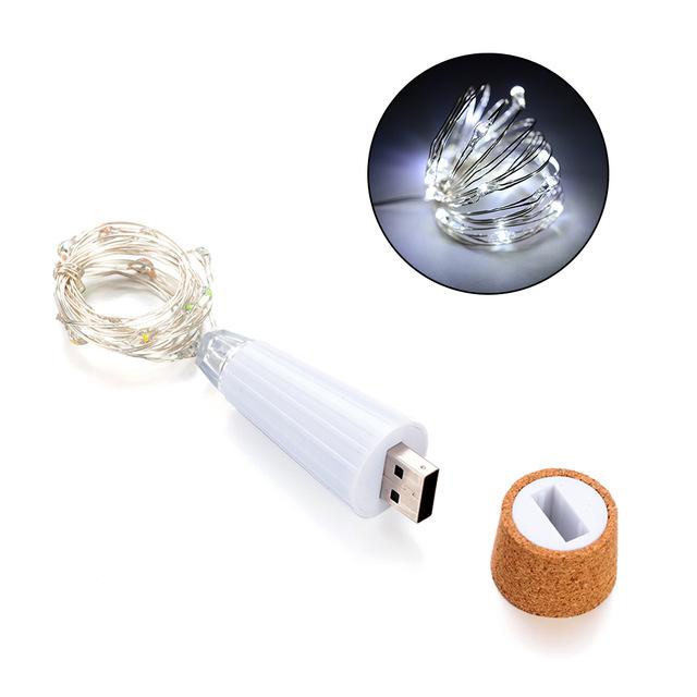 2m 20 LED Cork Bottle Fairy Light USB Rechargeable Indoor Decoration String Lamp for Bedroom Home Party Wedding Christmas