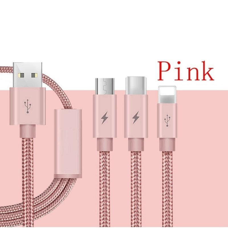3-в-1 USB-кабель для быстрой зарядки данных и синхронизации для Android iPhone