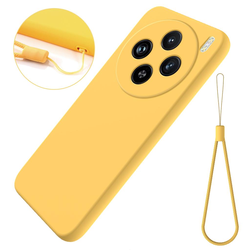 For vivo X100 5G Phone Case Liquid Silicone Protective Cover with Strap