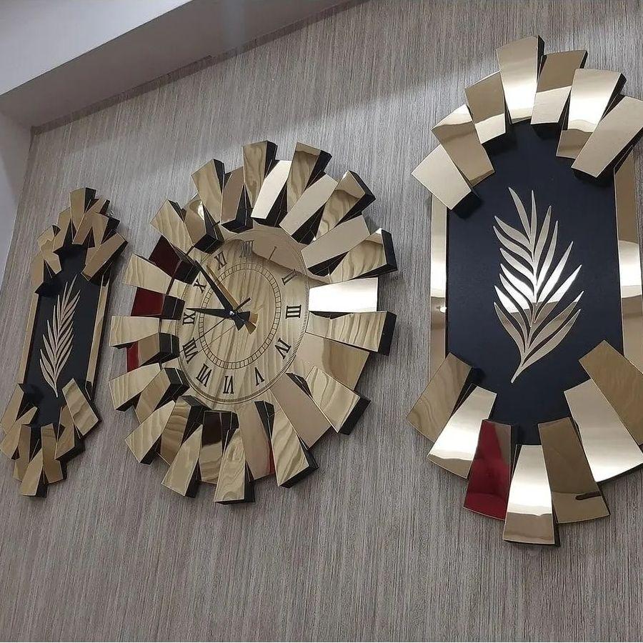 

Роскошный 3D-узор фортепиано с зеркальными настенными часами и дизайном листьев. Набор из 2 предметов для украшения стен. Декоративные римские цифры. Современные часы для домашней гостиной.