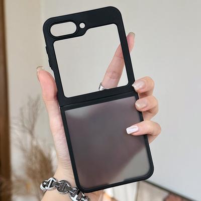 Luxury Transparent Frosted Phone Case For Samsung Galaxy Z Flip 5 4 Ultra Thin Matte Shockproof Acrylic Protection Hybrid Cover