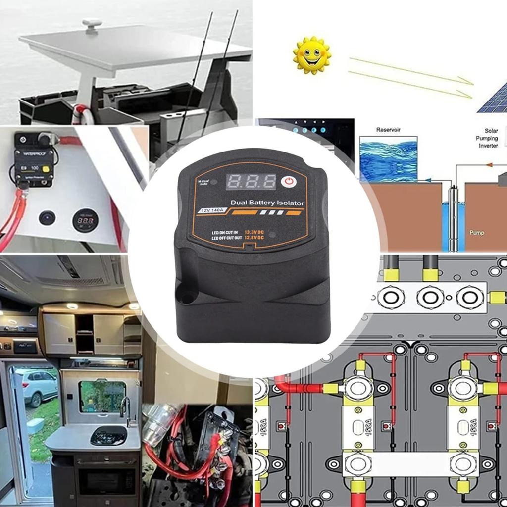 Car Relays Voltage Setting LCD Display VSR Digital Voltage Sensitive Relays 140A Double Battery Isolator Waterproof