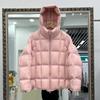 Womens Short Puffer Jacket With Hood Loose Fit 90% White Duck Down Winter Coat Korean Style