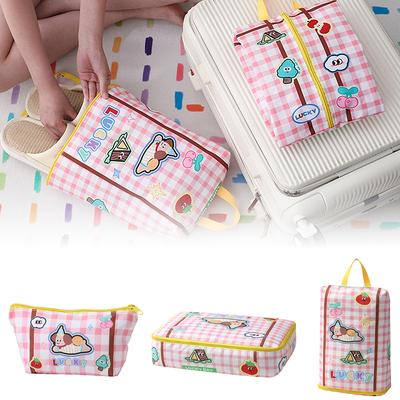 Cute Travel Storage Bag Large Capacity Waterproof Cartoon Portable Clothes Underwear Shoes Luggage Storage Bag With Zipper