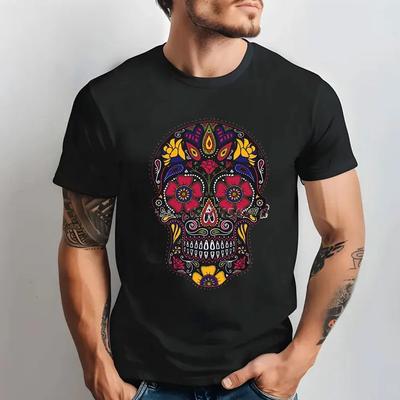 Den mrtvých Lebka z cukru Anime oblečení Design Halloween Koledování Bavlna Unisex tričko Unisex oblečení Unisex