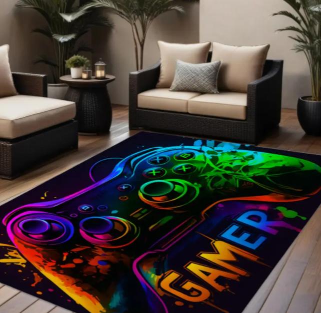 

Flannel Floor Mat Player Carpet and Halloween Controller Game Room Pattern Floor Mat Gaming Player Atmosphere and Non Slip Mats 40X60CM