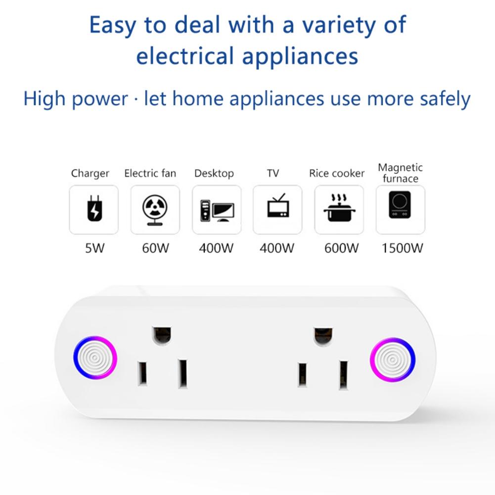 Smart Socket Wifi Smart U.S. Socket Electricity Statistics Smart Home U.S. Regulation Drag Two Double Plug