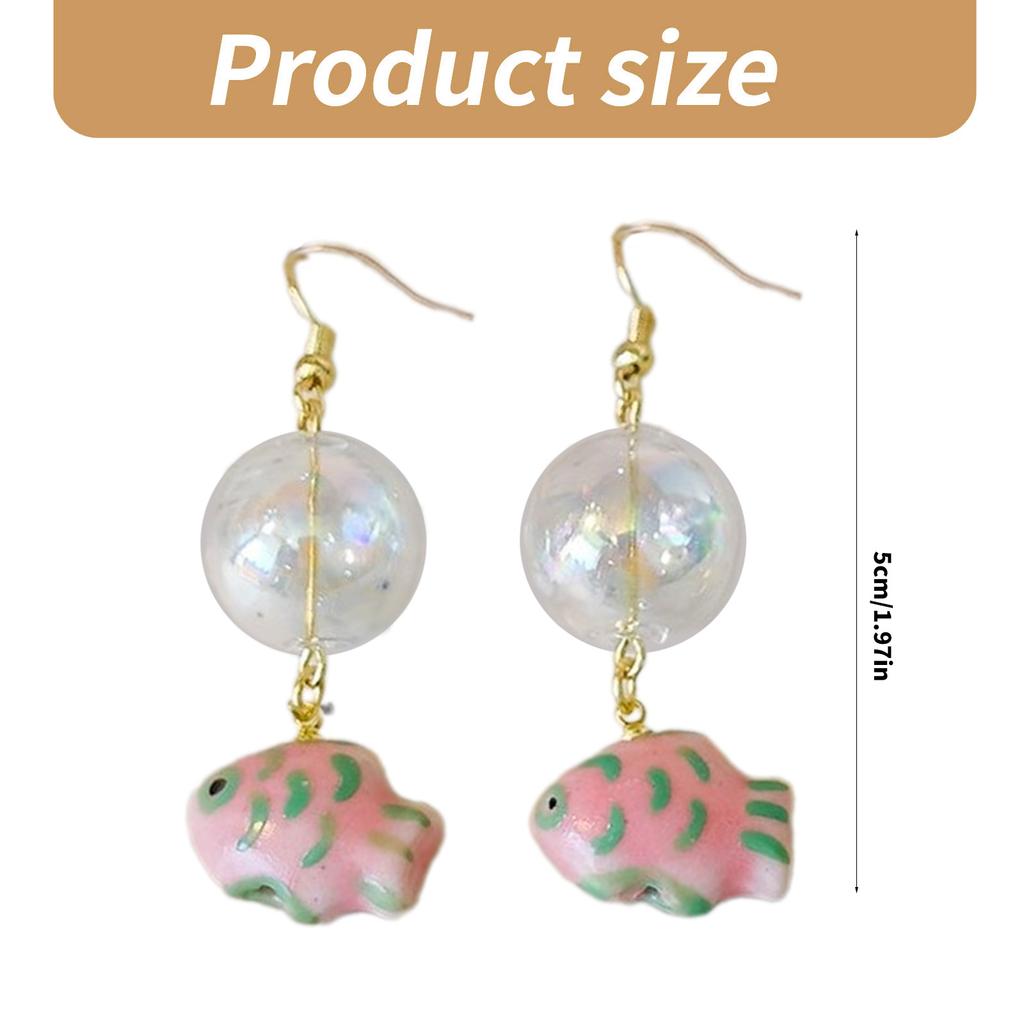 Fashion Dangle Earrings Hoop Earrings Cartoon Lovely Bubble Fish Pendant Earrings Statement Jewelry for Women Girls