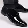 Men Black Patent Leather Shoes Casual Business Shoes Lace Up Formal Office Work Shoes Men Party Wedding Oxford Shoes
