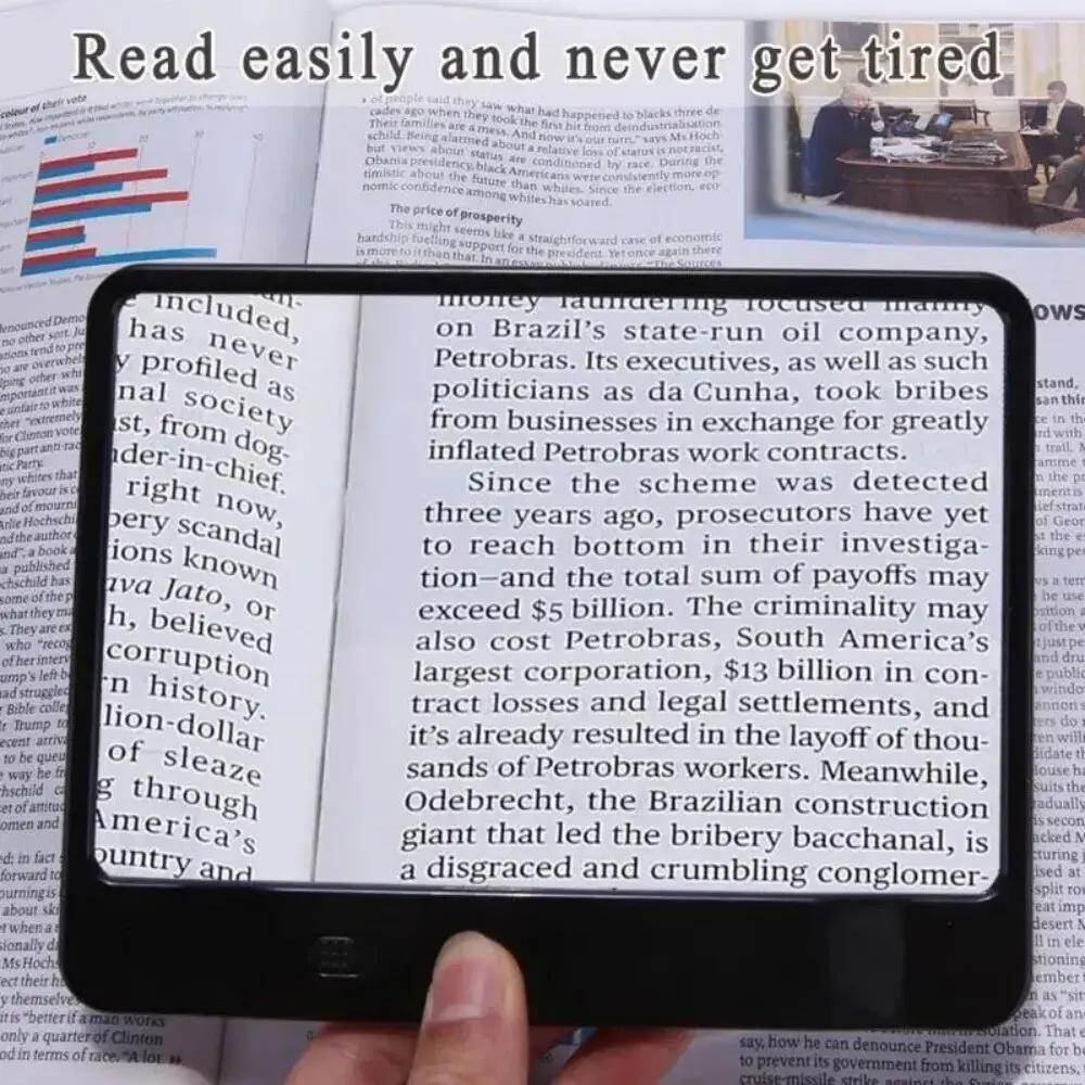 3X Lightweight Full Page Magnifying Sheet with LED Lights for Books Reading Kids Seniors Crafts Stamps Maps
