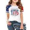 Kids Independence Day Graphic T-Shirt Crew Neck Short Sleeve Casual Tee with Star Print Raglan Sleeves Lightweight Summer Top for Boys Girls