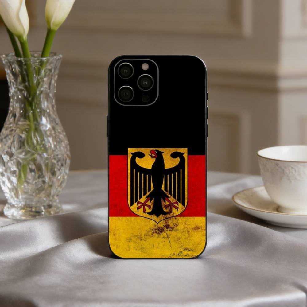 

G-German Passport Phone Case For iPhone 17,16,15,14,13,12,11 Plus,Pro Max,XS,Soft Silicone Black Cover iPhone14Pro