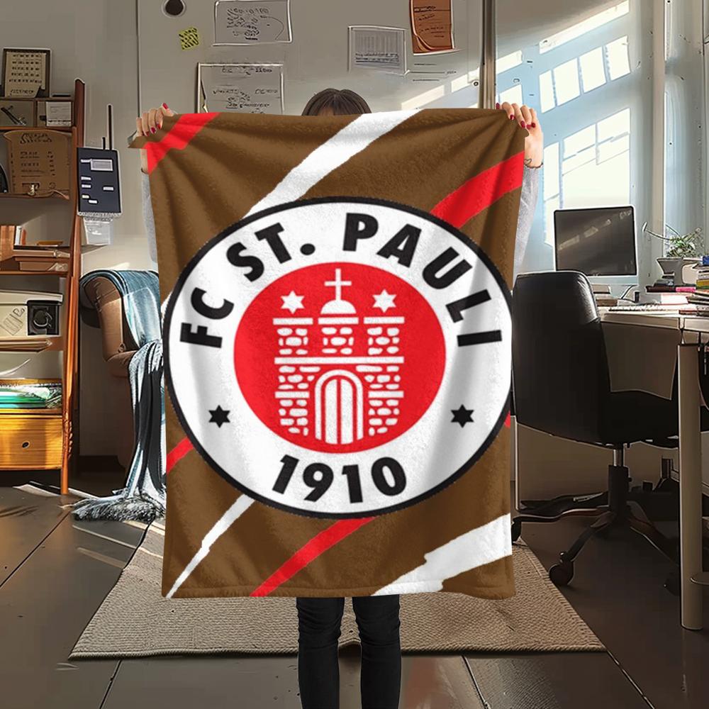 1Pc St. Pauli FC Print Flannel Blanket, High quality Comfortable for All Seasons, Home Decor, Warmth and Comfort, Perfect for Christmas GiftS