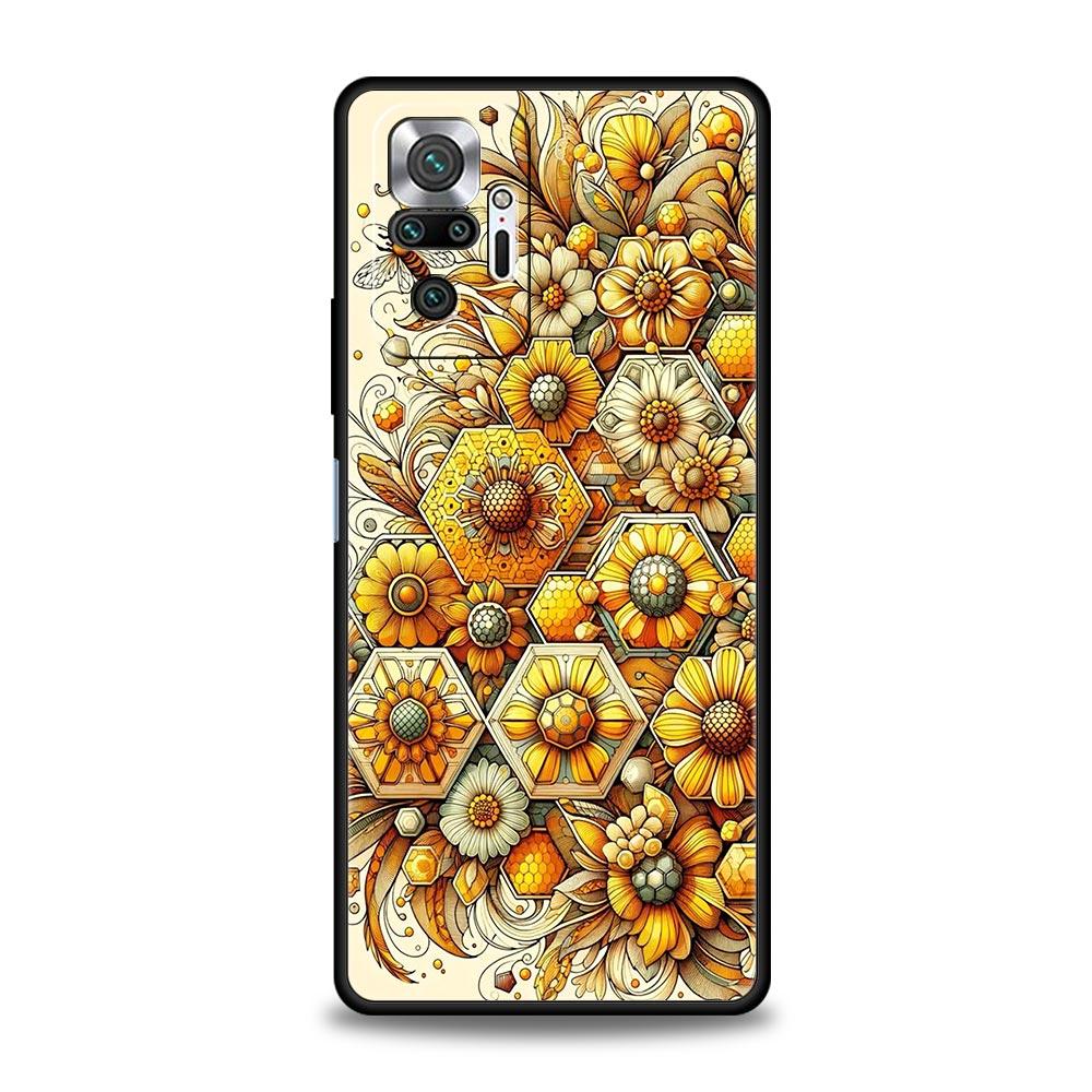 

Honeybee Flower Pattern Phone Case Cover for Redmi 14C 10C Note 15 14 13 12 10 11 K40 Pro Plus Soft TPU Shockproof Shell Capas Redmi 13C