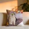 Mischievous Cat Cushion Cover Cozy Velvet Throw PillowSoft Warm Cushion For Sofa  Bed