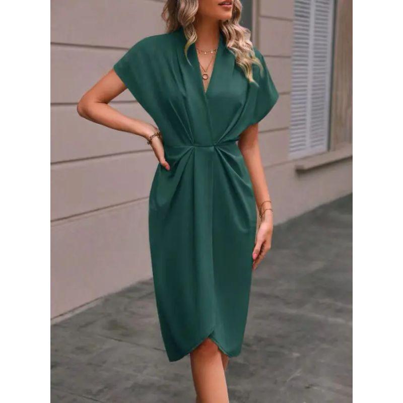 2025 New European and American Summer Spring and Summer Fashion Solid Dress Women Solid Color Dress
