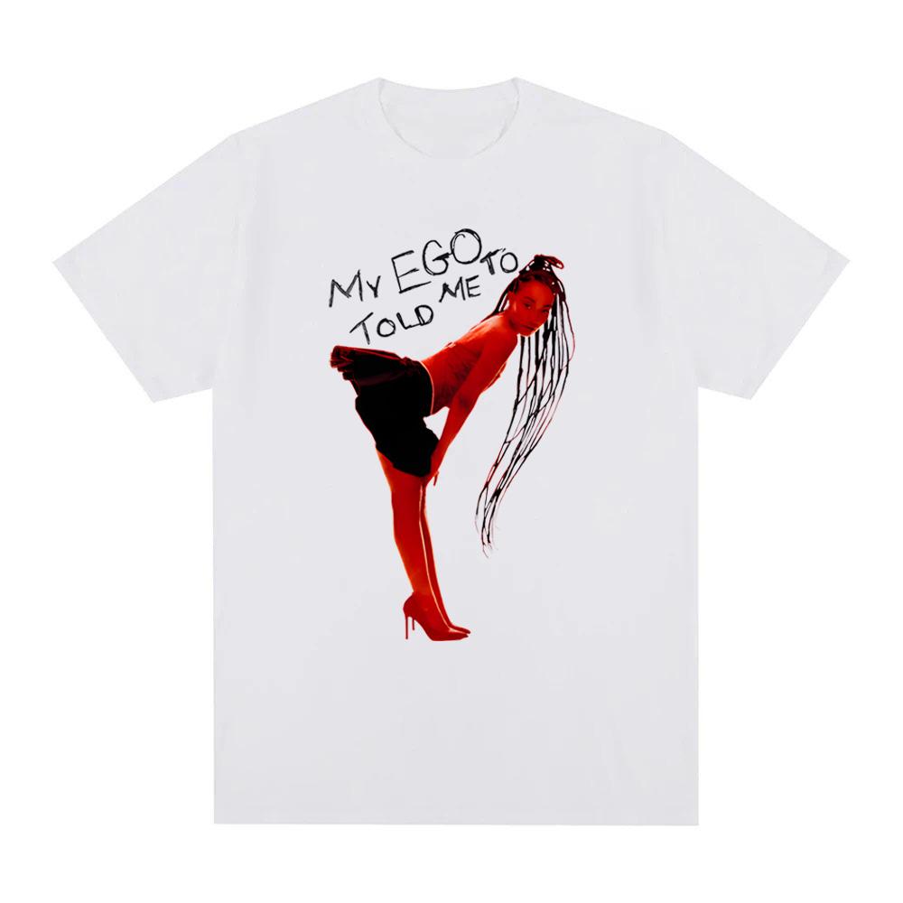 'MY EGO TOLD ME TO' FADED WHITE T-SHIRT 2025 NEW Leigh-Anne Pinnock 100% Cotton TOPS Vintage High Quality Summer Hip Hop Tshirt