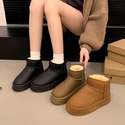 Large Size Snow Boots Women's Autumn and Winter New Velvet Thickened Warm Thick-soled Round Head Cotton Shoes Women's Shoes