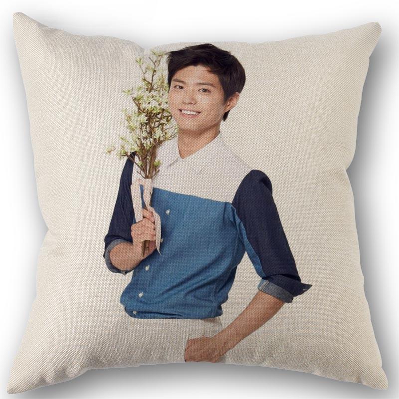 New Custom Park Bo Gum Kpop Pillowcase Cotton Linen Fabric Square Zipper Pillowcase 45X45cm Wedding Decorative Pillow cover