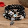 Bracciale Regolabile con Perline Acriliche Multistrato alla Moda per Donne BoHo Portafortuna Malocchio Croce Palma Ciondoli Bracciali Gioielli