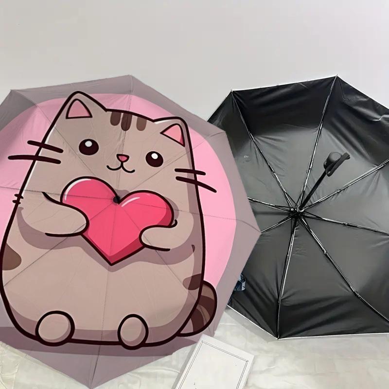 1pc cat love Themed Umbrella for Men & Women, Valentine's Day Christmas Decorative Umbrell018