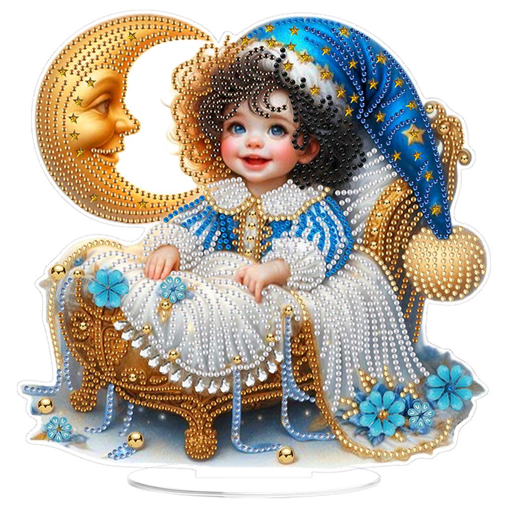 2D Flat DIY Animal Girl Acrylic 5D DIY Diamond Art Tabletop Decorations Special Shaped for Adults Home Office Decor Crafts Gift
