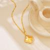 Luxury  Pure Gold Real Gold Lucky Grass Diamond Pendant Women's Necklace