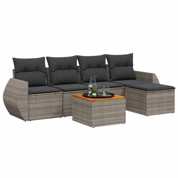 VidaXL Garden Lounge Set with Cushions 6 Pcs, Patio Sofas, Patio Furniture Set, Outdoor Furniture, Grey 3257313
