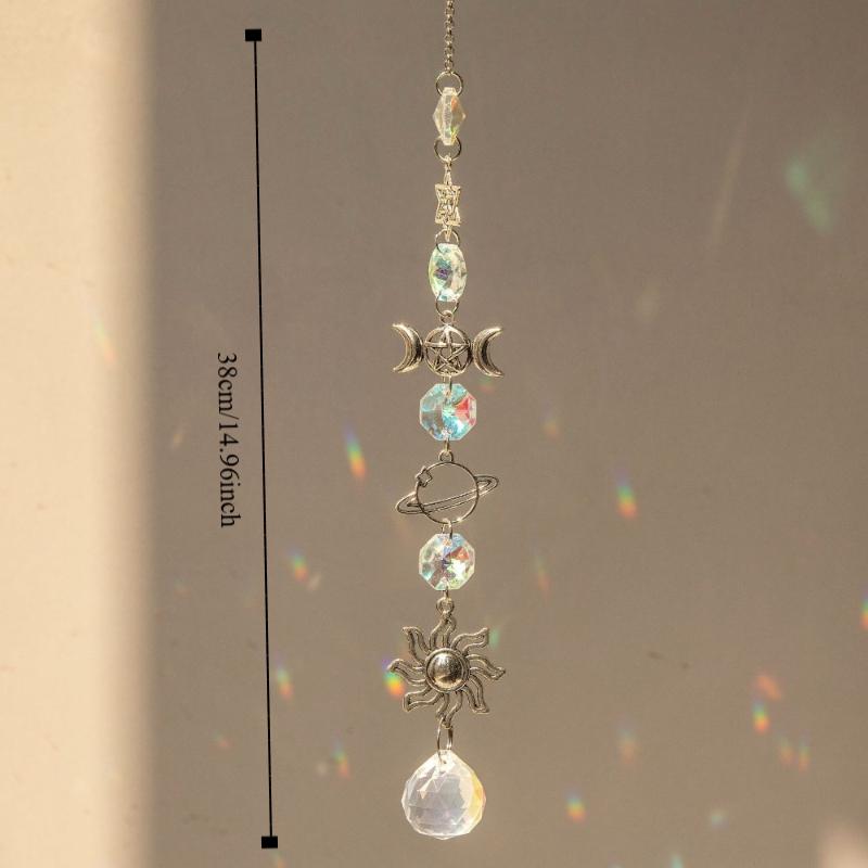 1pcs Hot Crystal Wind Chime Pendant Planet Moon Stars Chime Rainbow Maker Heart Sun Catcher Holiday