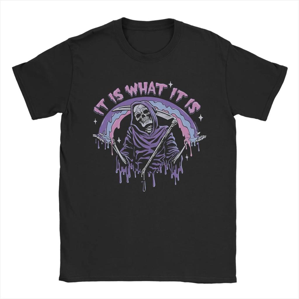 It Is What It Is Grim Reaper Graphic Cotton Crewneck Short Sleeve Tee For Unisex