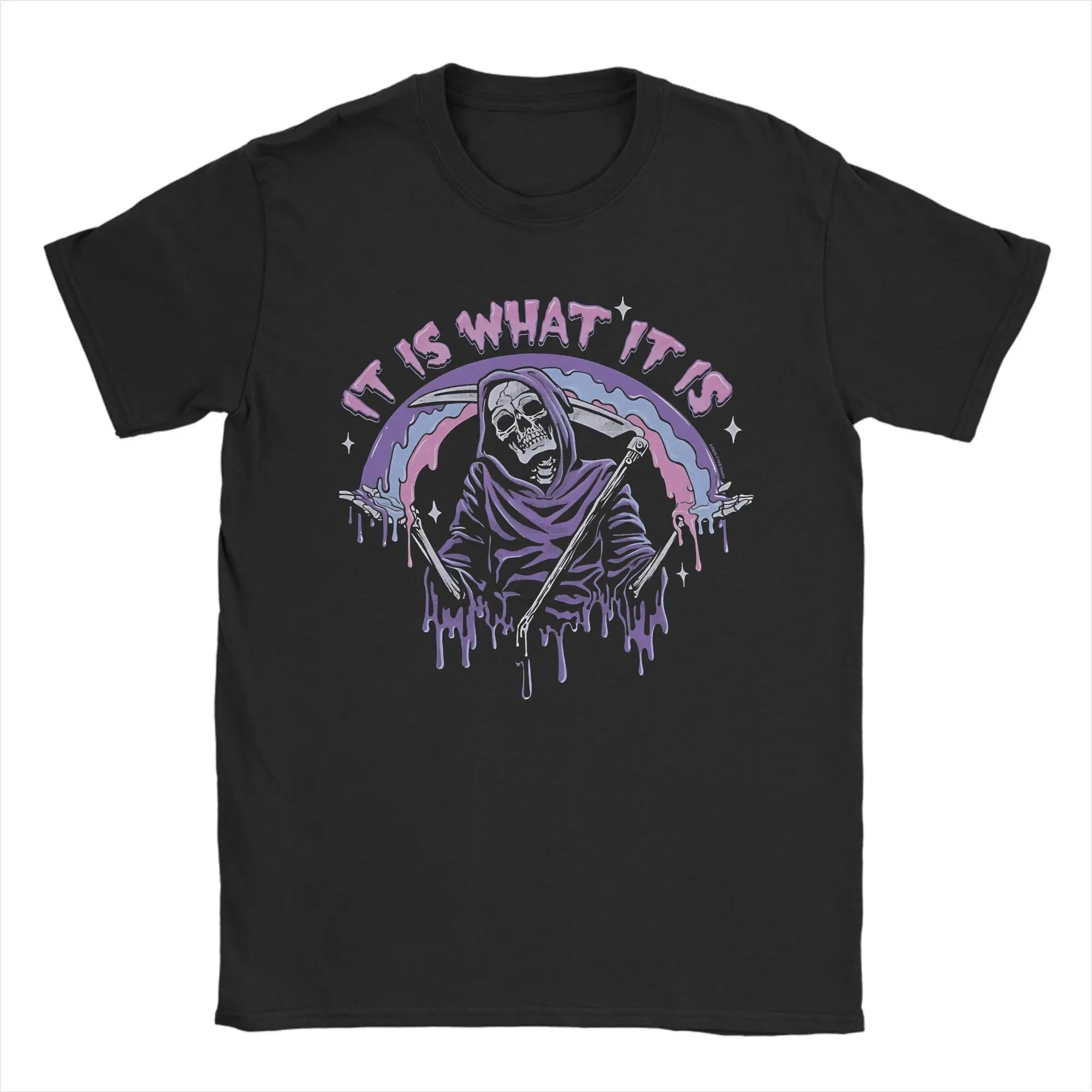 It Is What It Is Grim Reaper Graphic Cotton Crewneck Short Sleeve Tee For Unisex S