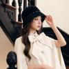 Autumn and winter temperament elegant rabbit fur bucket hat pearl sweet cute plush cold warm ear hat