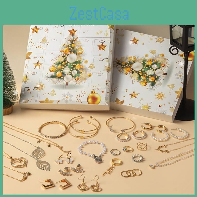 Jewelry Christmas Faux 24 Day Countdown Calendar Necklace Earrings For Girl