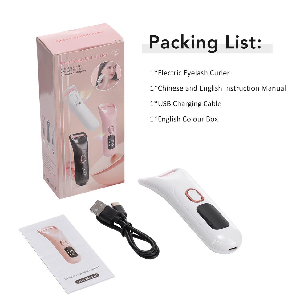 

Electric Eyelash Curler Digital Display Heated Temperature Control Long-Lasting Curl Rechargeable Portable Lash Curling Wand белый