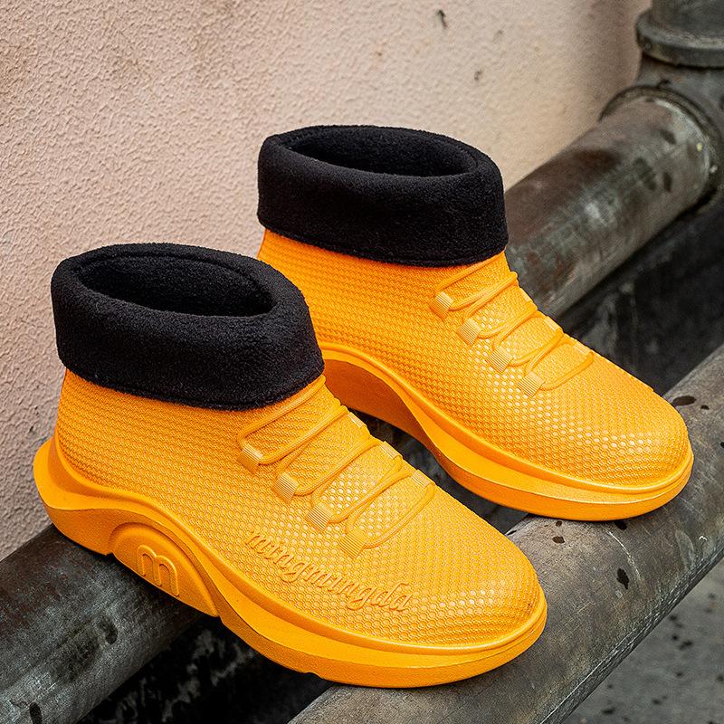 Kurze Röhre Mode wasserdichte Schuhe Damen Gummischuhe Küche Arbeit Regenstiefel Anti-Rutsch-Überschuhe Outwear Schuhe