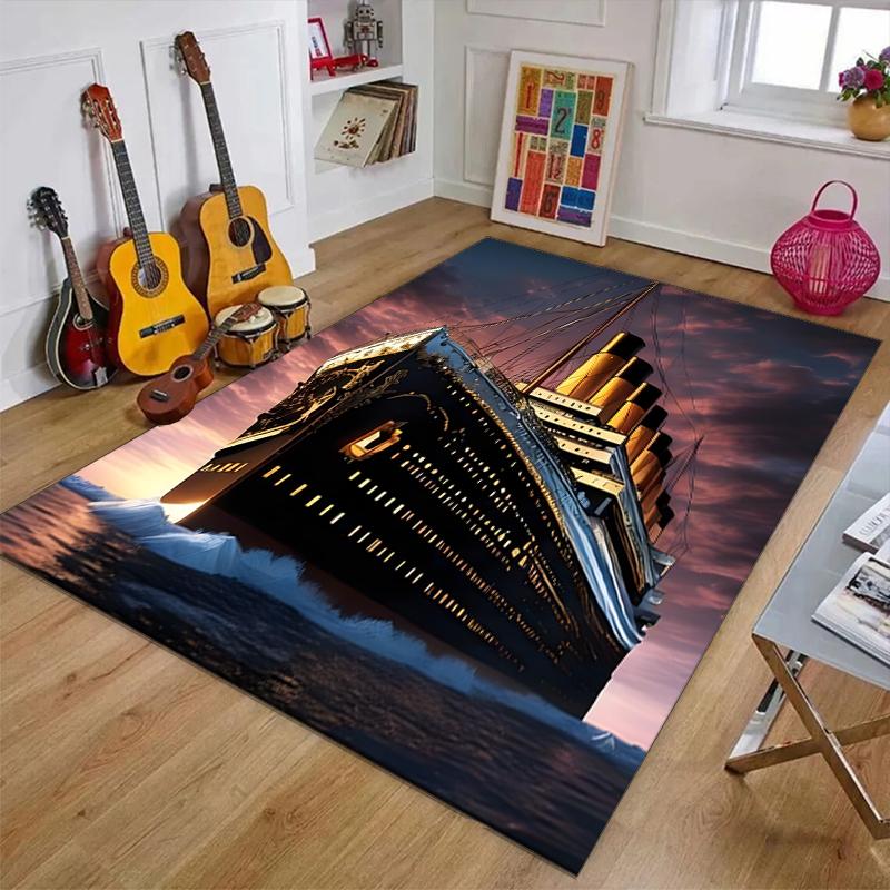 Titanic Polyester Tapijt, Zacht Binnentapijt voor Kantoorstoel, Woonkamer, Computerbureau - Decoratief Huiswerkplek Tapijt Ontwerp