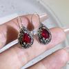 BF CLUB 925 Sterling Silver Vintage Earrings For Women Vintage Red Zircon Earring Jewelry Prevent Allergy Party Accessories Gift