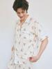 [LUNALUZ STUDIO] Men's Petit Bear Rayon Blend Short Sleeve Collar Two-piece [Shipped from Korea] 100% Authentic