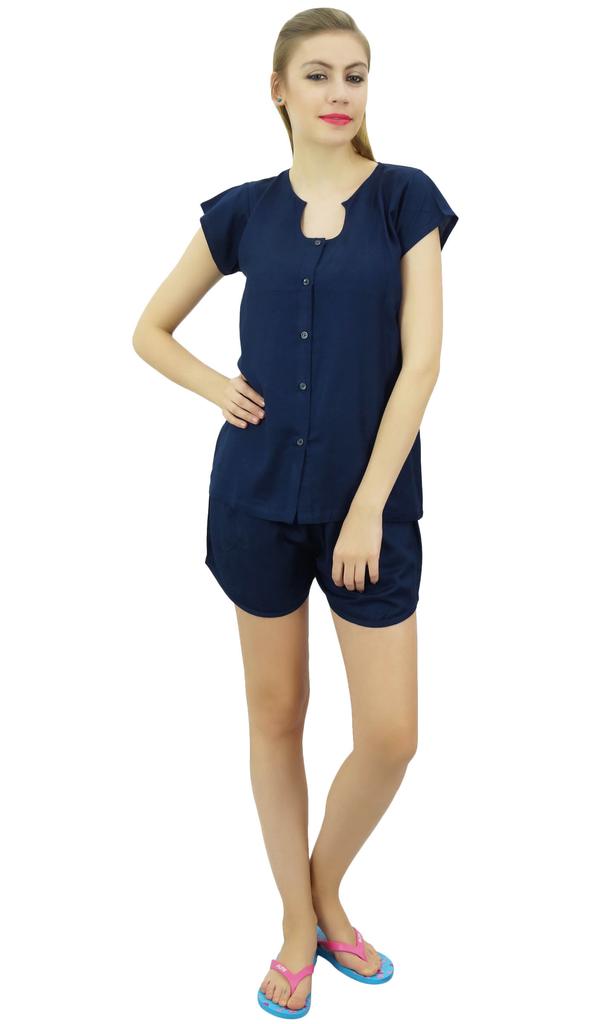 Bimba Womens Black Buttondown Pj 2-Piece Set Shirt & Shorts Night Dress-10