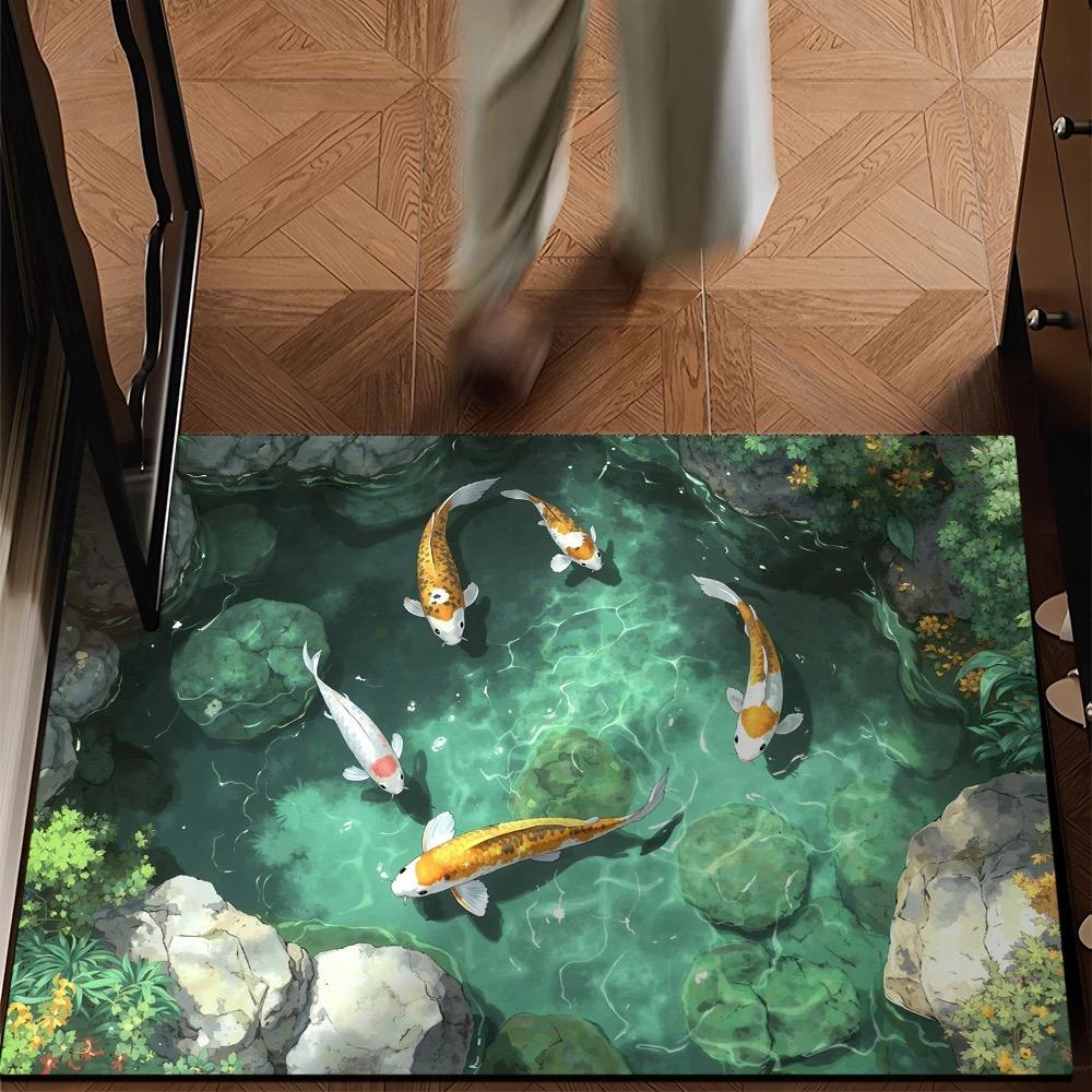 70x100cm 3D Visual Polyester Floor Mat – Durable Velvet Non-Slip Bathroom Door Rug